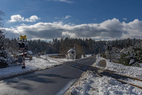 Vrabce Station Südböhmen Mit Schnee Sonne Und Kälte — Stockfoto