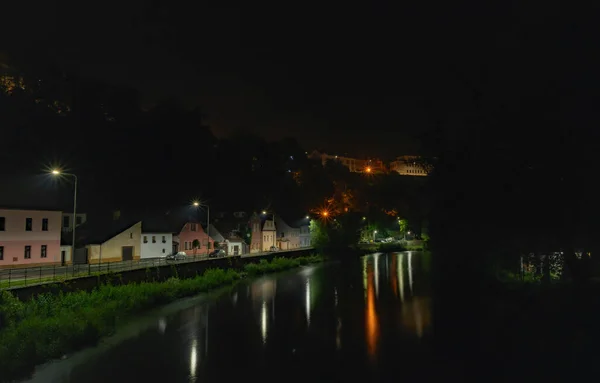 Tabor Cidade Verão Quente Noite Escura Sul Região Boêmia — Fotografia de Stock