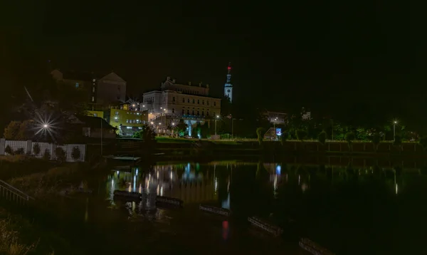 Tabor Stad Hete Zomer Donkere Nacht Zuid Bohemen Regio — Stockfoto