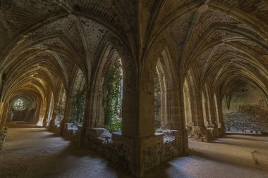Sıcak yaz gününün ortasında Dolni Kounice köyündeki eski manastır harabesi.