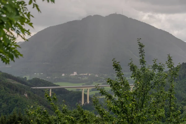 Vista Para Vale Perto Semmering Aldeia Áustria Montanhas Verão Dia — Fotografia de Stock