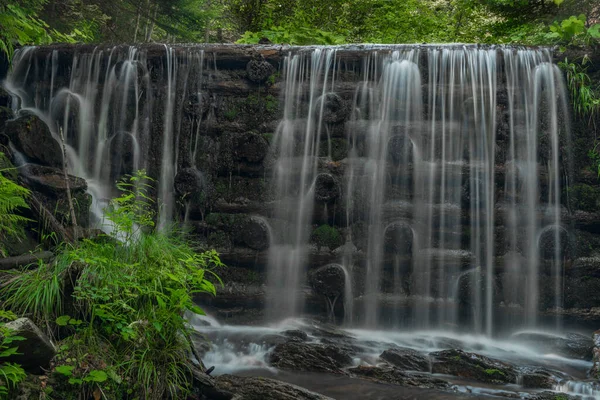 Vodopád Obce Kouty Nad Desnou Letním Dni Lese — Stock fotografie
