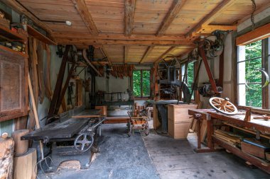Open air museum with old rural houses interior in Brienz Switzerland 09 09 2025