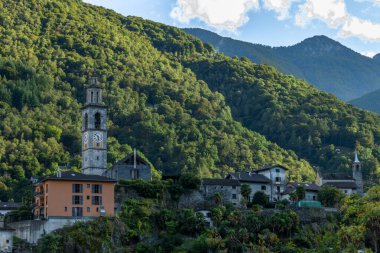 Summer evening in color green mountains in town Intragna Switzerland 09 10 2025