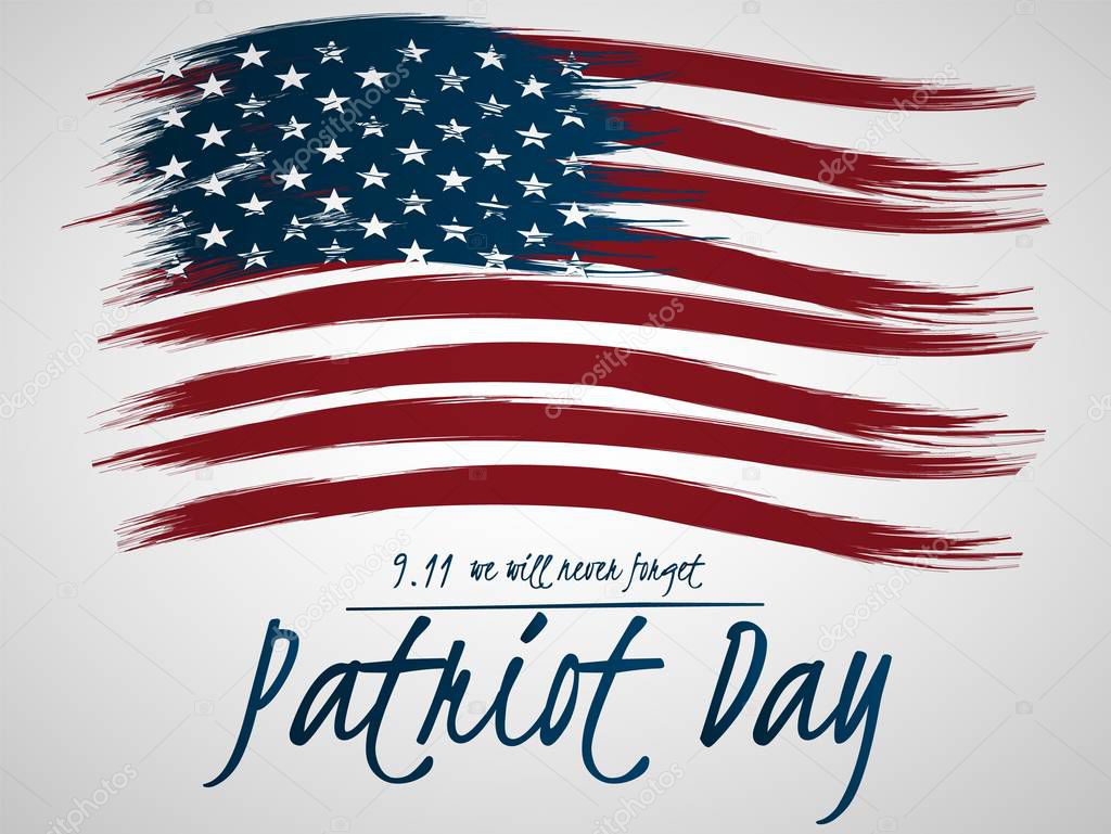 Illustration for Patriot Day.  Illustration with U.S. flag.