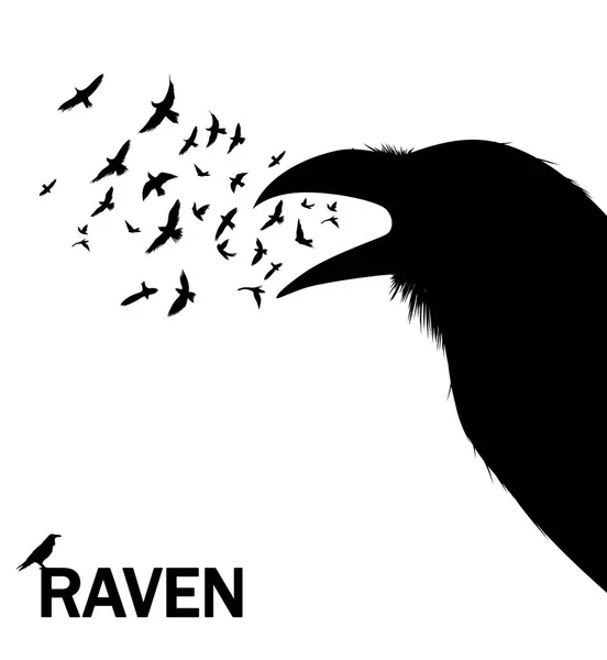 Croaking Crow Raven Vector Illustration Wall Decor Sticker — Stock Vector