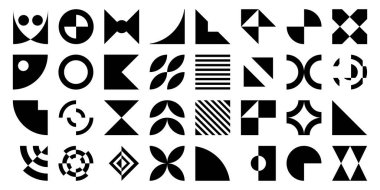 Soyut siyah geometrik şekiller ayarlandı