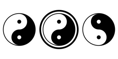 Yin yang siyah beyaz simge seti