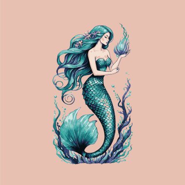 Hayal dünyası dokunuşu olan el yapımı bir denizkızı...