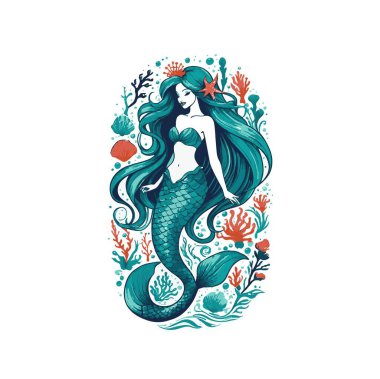 El yapımı deniz kızı tipografi vektörü..