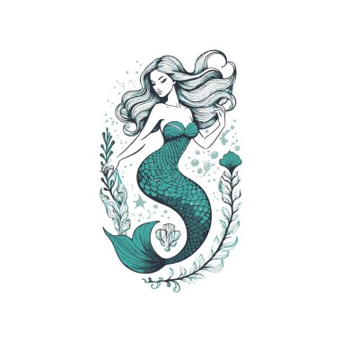 Şık bir el yazısı ile deniz kızı tipografisi.