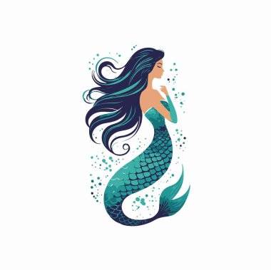 Çekici fırça darbeleriyle deniz kızı tipografisi.
