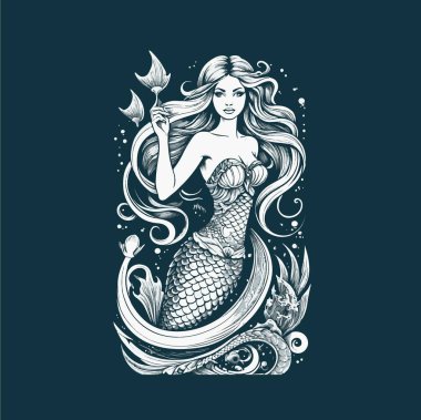 Denizkızı Vektörü tipografi ve sanatın eşsiz bir karışımıdır..