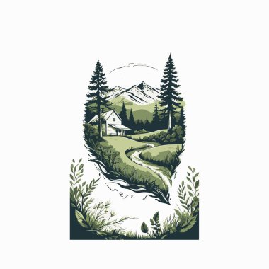 Kırsal kesimle karışmış el yazısı harfler..