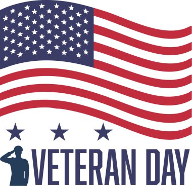 Gaziler Günü grafiği asker silueti ve Amerikan bayrağını gösteriyor. Bayramlar, anılar ve vatanseverlik için harika.