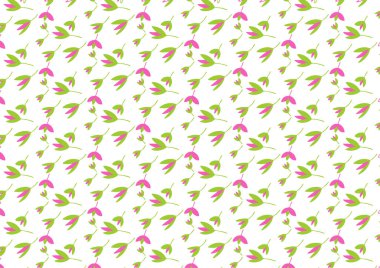 Beyaz bir arka planda renksiz yapraklar içeren pürüzsüz bir çiçek ve yaprak deseni. Kumaş, duvar kağıdı ve ambalaj tasarımı için ideal.