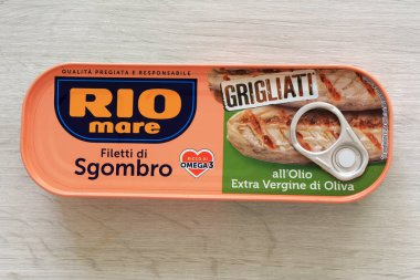 Roma, İtalya 6 Eylül 2025: Rio Mare Izgara Uskumru Bifteği Bolton Food S.P..