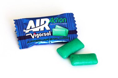 Rome, Italy - September 18, 2025: Vigorsol Air Action sugar-free chewing gum with mint flavor, produced by Perfetti Van Melle