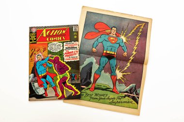 Los Angeles, California - September 21, 2025: Action Comics #340 (August 1966) by DC Comics. Origin and first appearance of the Parasite and Superman centerfold pin-up by Curt Swan