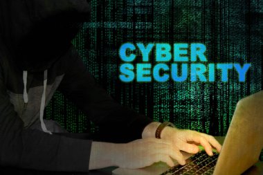 Bilgisayar korsanlığı ve kod geçmişine sahip siber güvenlik - bilgisayardan yansıma