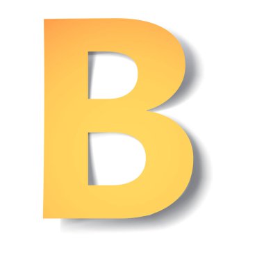 sarı altın harf B yumuşak gölge ile kağıttan oyulmuş. Vektör origami