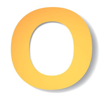 sarı altın harf O kağıdı yumuşak gölge ile oyulmuş. Vektör origami