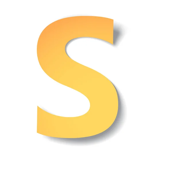 イエローゴールドの文字 S はソフト シャドウと紙から刻まれています。ベクトル折り紙 — ストックベクタ