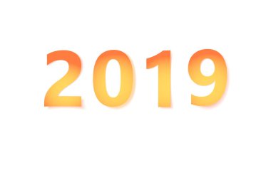 yumuşak gölgeler numarayla 2019 beyaz zemin üzerine sarı kağıt kesme