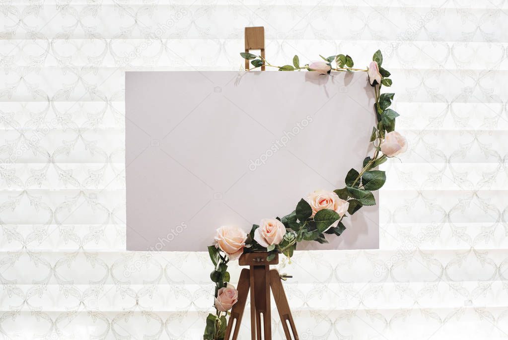 Wedding Sign. Wedding Board Mockup with flowers on top of it