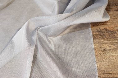 Güzel tül yakın çekim. Şeffaf perdeler kumaş örnek. Doku, arka plan, desen. İç tasarım. Vintage dantel tül şifon