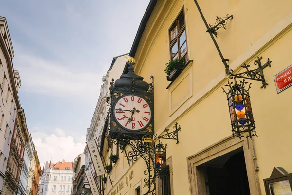 Praga República Checa Mayo 2018 Fachada Del Edificio Reloj Famosa — Foto de Stock