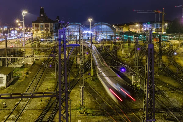 Praga República Checa Mayo 2018 Estación Tren Praga Por Noche — Foto de Stock