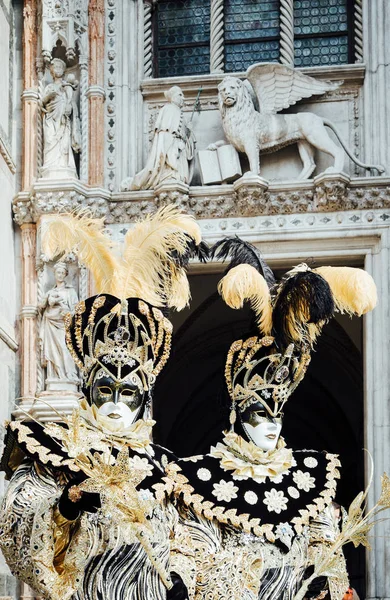 Venise Italie Mars 2019 Personnes Masquées Sur Piazza San Marco — Photo