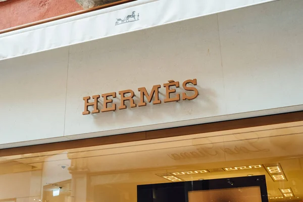 Venezia Marzo 2019 Segno Del Negozio Hermes Venezia — Foto Stock