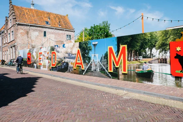 Edam Pays Bas Mai 2019 Inscription Colorée Sur Mur Ville — Photo