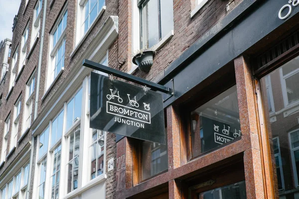 Amsterdam Pays Bas Mai 2019 Signboard Brompton Bicycles Shop Amsterdam — Photo