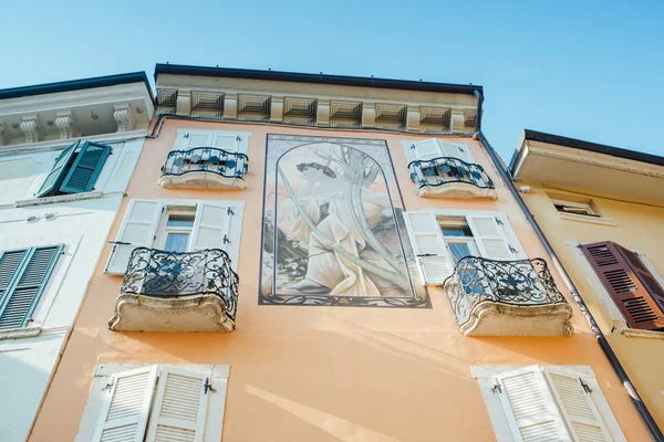 Salo Lake Garda Italy Sunday September 2019 House Fresco Historic — 스톡 사진