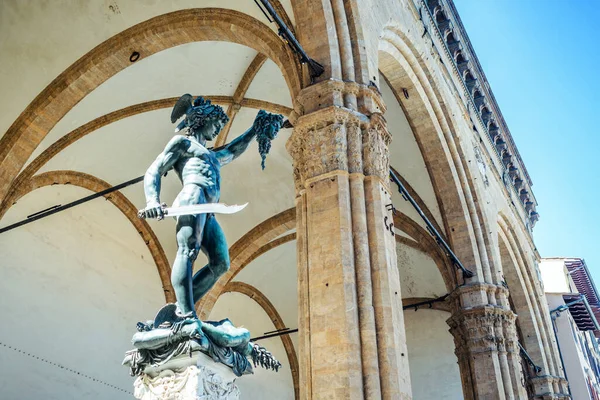 Staty Perseus Med Chefen För Medusa Benvenuto Cellini Piazza Della — Stockfoto