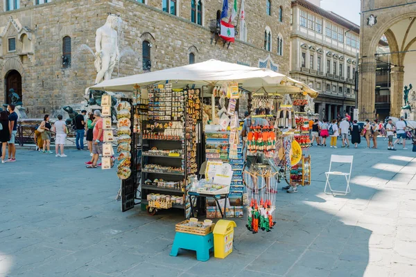 Florencia Italia Agosto 2020 Quiosco Recuerdos Piazza Della Signoria Día — Foto de Stock