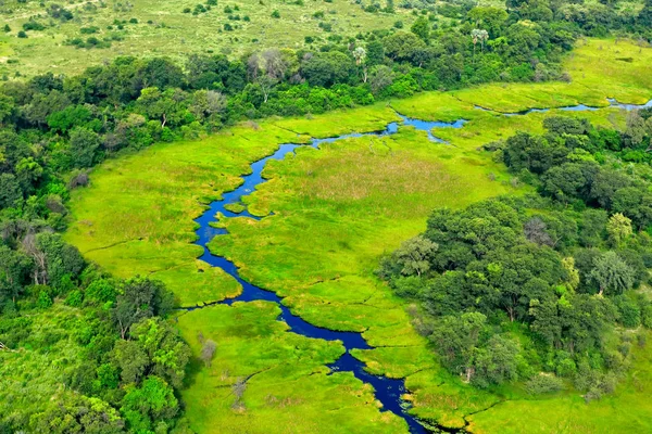 Luchtfoto Landschap Okavango Delta Botswana Afrika — Stockfoto