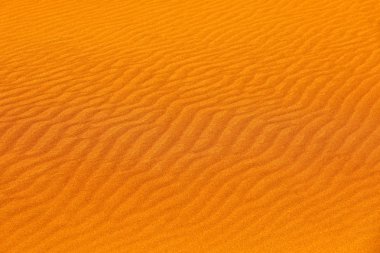 Çölde kum salla. Afrika'da yaz kuru manzara. Namibya'daki Sussuvlei'deki kumullar. Sarı kumlu tepenin detayı.