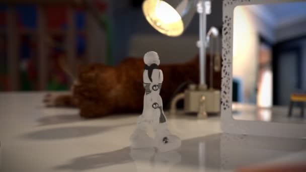 Umělá Inteligence Prozkoumuje Svět Kočka Snaží Spolupracovat Robotem — Stock video