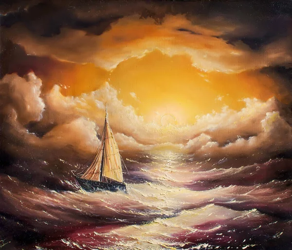 Fırtınalı denizde tuval