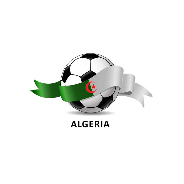 Ballon Football Fond Blanc Drapeau Algérie — Image vectorielle