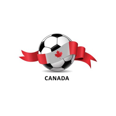 Futbol Kanada ulusal bayrak renkli izi ile. Vektör çizim tasarım futbol Futbol Şampiyonası, turnuvalar, Oyunlar için. Öğe için davetiye, el ilanları, afişler, kartları, webdesign