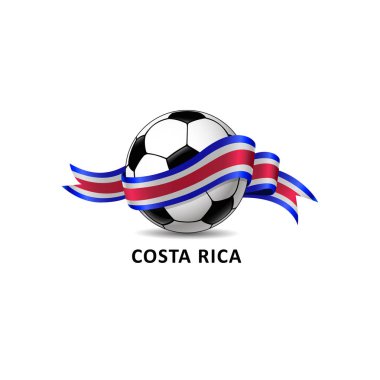Futbol Kosta Rika ulusal bayrak renkli izi ile. Vektör çizim tasarım futbol Futbol Şampiyonası, turnuvalar, Oyunlar için. Öğe için davetiye, el ilanları, afişler, kartları, webdesign