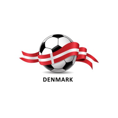 Futbol ile Danimarka ulusal bayrak renkli iz. Vektör çizim tasarım futbol Futbol Şampiyonası, turnuvalar, Oyunlar için. Öğe için davetiye, el ilanları, afişler, kartları, webdesign