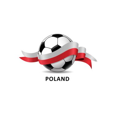 Futbol Polonya ulusal bayrak renkli izi ile. Vektör çizim tasarım futbol Futbol Şampiyonası, turnuvalar, Oyunlar için. Öğe için davetiye, el ilanları, afişler, kartları, webdesign