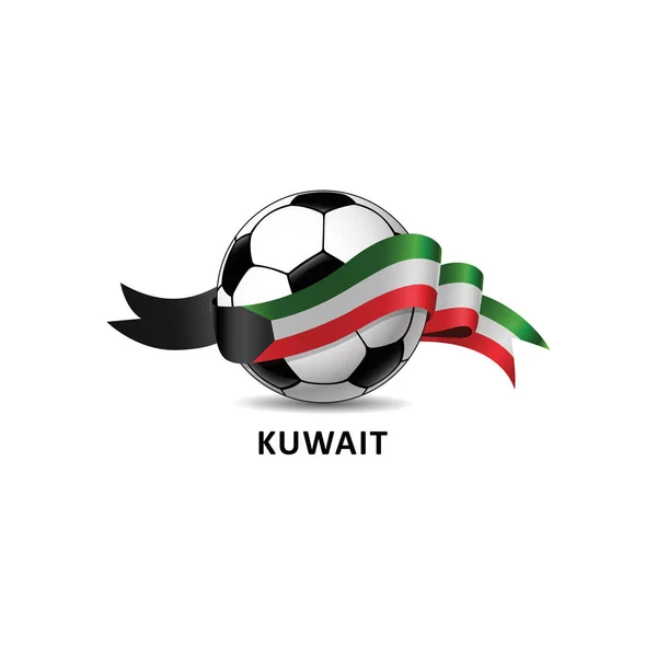 Vektor Illustration Fotboll Fotboll Med Kuwait Flagga — Stock vektor
