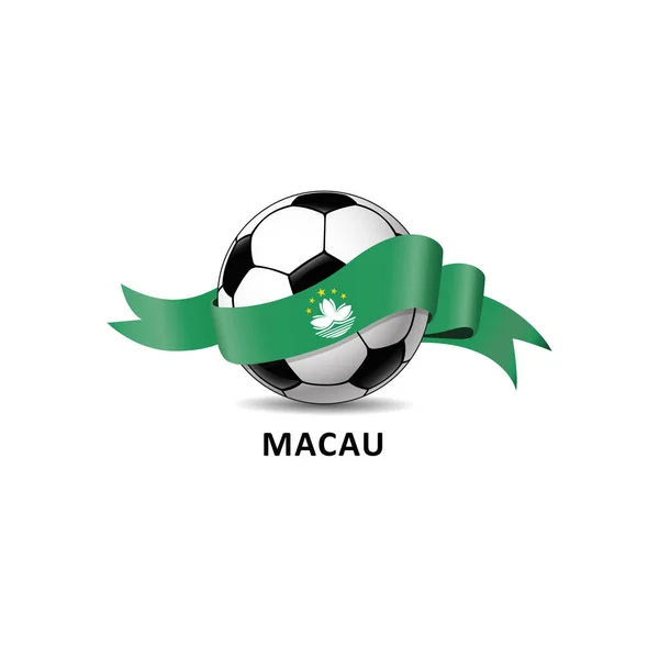 Illustration Vectorielle Ballon Football Avec Drapeau Macao — Image vectorielle